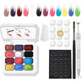 AOBOOGentle Color Gradient Painting Gel 12 Colors Ombre Glue With 100pcs Nail Sponges & Grabbing Pen,High Color Rendering And Quick Drying For Beginners DIY Nail Handle Ombre Gel Nail Polish (c4)