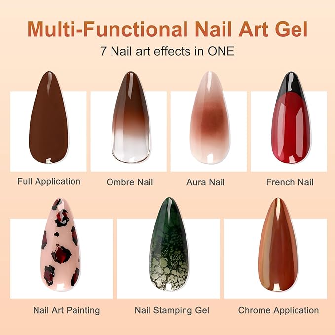 BQAN Patting Gel Polish Kit - Pro Ombre 5 Color Gradient Set with Sponges, Silicone Brush & Palette for French Aura Manicure Salon-Quality DIY Nail Art (Red Black Green Brown)