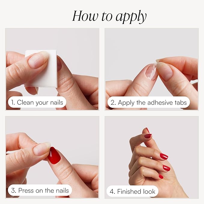 DOONAILS Soft Gel Press On Nails - 30 Pcs Kit with Stickers in 15 Sizes – Red, Short Round – Reusable Glue On Fake Nails, Handmade & Salon-Quality Finish, Vegan & Cruelty-Free, Uñas Postizas