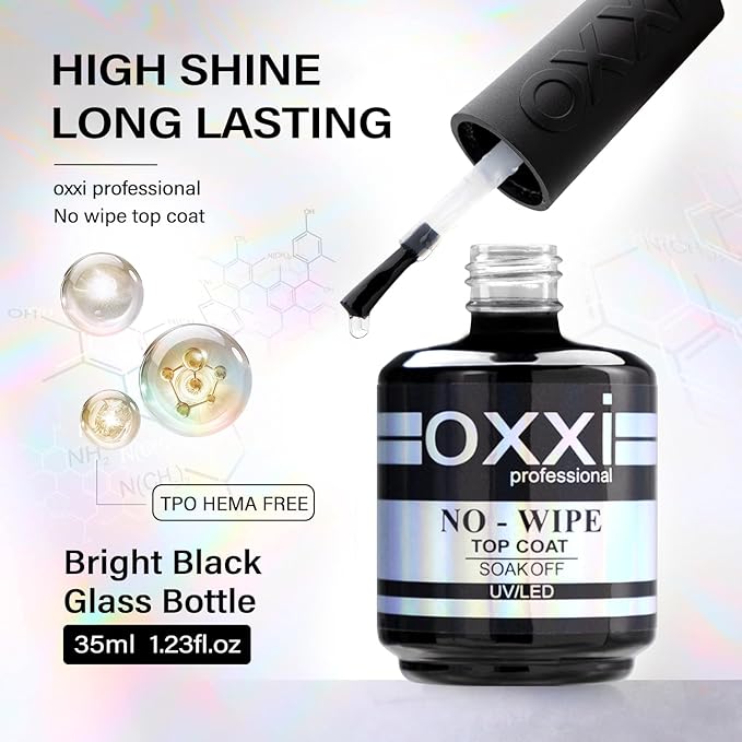 OXXI Professional 35ML*2 Rubber Base Gel Polish and No Wipe Top Set Tpo Hema Free Large Capacity Nail Base and Top Coat