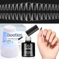 Beetles Gel Nail Tips 510Pcs 15 Sizes Short Coffin Acrylic Nail Kit Clear Nail Tips 5 in 1 Nail Glue Base Gel and Uv Led Lamp Easy DIY Press on Nails Extension Set for Women