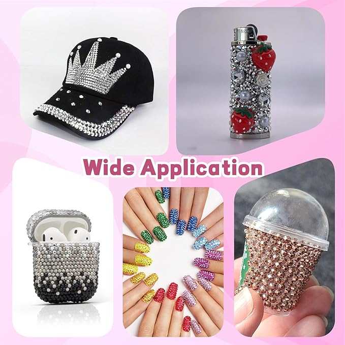 20000Pcs Metallic Rhinestones for Bedazzling with 3Pcs B7000 Jewelry Glue, Resin Rhinestones for Crafting Crafts，Bedazzler Kit Flatback Gems for Clothing Shoes Tumblers Nail Art
