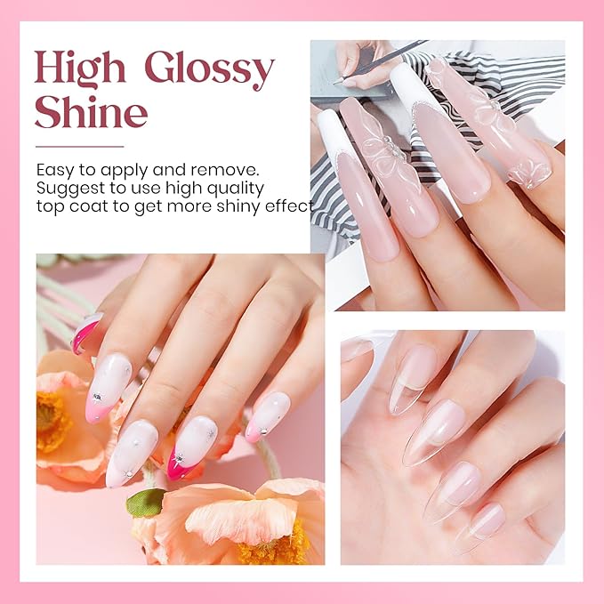 MIZHSE Gel Nail Kit, Solid Nail Glue Gels with 240Pcs Almond Medium Nails Tips Soft Gel Half Matte, Portable U V LED Nails Lamp Gels Extension Kit for Salon Art Home DIY Manicure