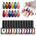 Classic Gel Nail Polish Set, 12 Colors Nude Gray Pink, Nail Polish Gel Manicure Kit (Cat eye ombre, 12pcs)