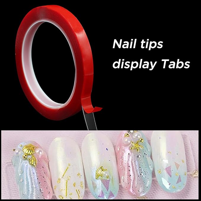 100PCS Transparent Nail Art Display Stand,With 2 Rolls Double-Sided Tape For Practicing,Acrylic Nail Tips Display Strips,Fake Nails Art Tips Practice Holder For Salon Home Nail Accessory Office Decor