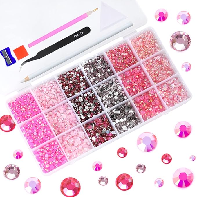 22380pcs Resin Rhinestones Set 3/4/6mm Flatback Stones Glitter Crystal Bulk for Garment Nail Art Decorations Resin Flatback Rhinestones Kit for Nail Crafts Tumbler Round Shape(JJ)