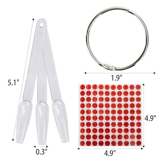 300 Pcs Nail Swatch Sticks with Number Stickers, Clear Fan-shaped Nail Polish Color Sample Sticks Display, Practice Nails Sticks with Ring for Board Home