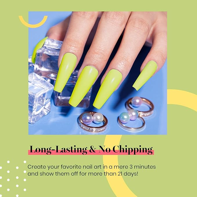 Beetles Neon Yellow Gel Nail Polish, Bright Yellow Lala Lime Color Neon Gel Polish, Spring Nails Soak Off Uv LED Nail Lamp Gifts for Women -Size: 15 ml/Each
