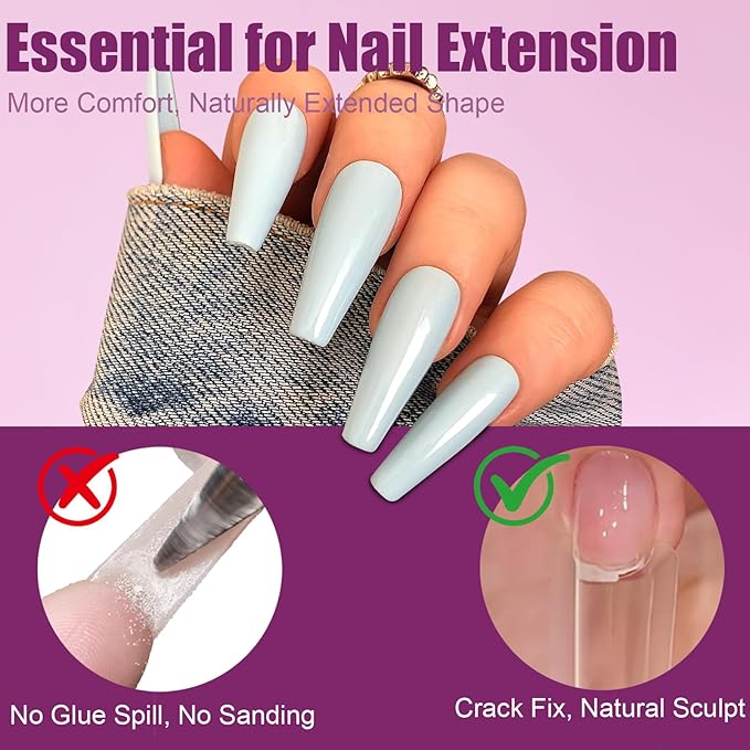 280 Pcs Original Sandwich Nails Dual Form with Guide Lines Long Coffin Nail Mold for Builder Gel Nail Extensions Art Design Salon DIY at Home