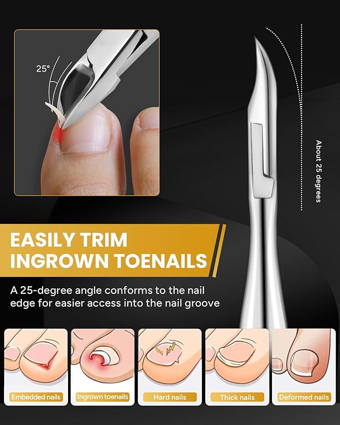 Toenail Clippers, Professional Ingrown Nail Clippers for Men Women& Seniors, Toenail Clippers for Thick Toenails, Premium Quality Stainless Steel Nail Clippers with Super Sharp Curved Blades