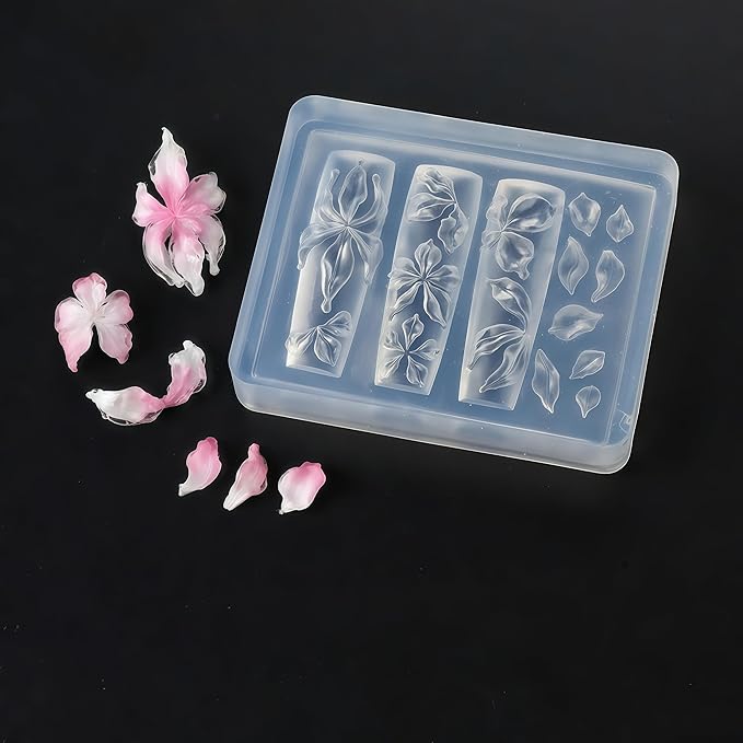 2 Pcs Flower Silicone Nail Art Molds for Women Resin Nail Design