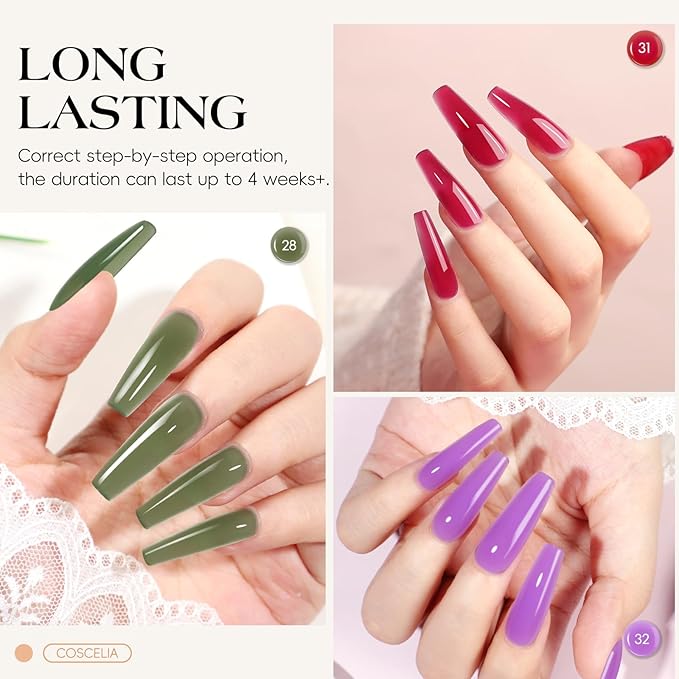 COSCELIA 22PC Poly Nail Gel Kit Starter Kit, 15 Colors 16ML Poly Nail Extension Gel Colors for Beginners without Lamp Thickening Solutions Top Base Coat at Home Gifts for Women