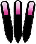 Mont Bleu Rainbow Crystal Nail File in Black Pouch - Small - Purse Size - Czech Tempered Glass - Handmade in Czech Republic - Manicure Fingernail File