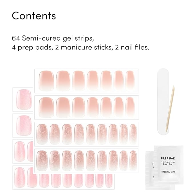 Dashing Diva Glaze Nail Strip Duo - Velvet Blush & Ballerina Blush Collection - Long Lasting, Chip Resistant, Semi-Cured Gel Nail Strips - Contains 2 Colors