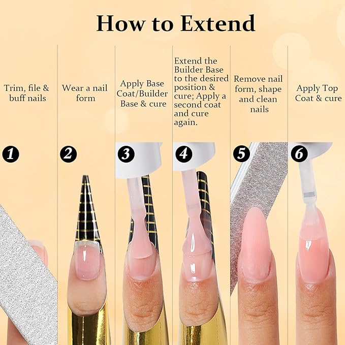 Nicedeco Builder Nail Gel Polish 12pcs, Hema Free, Cruelty Free, Vegan, Base Colors Nude Pink Hard Strengthener Rubber Gel Extension Kit 1