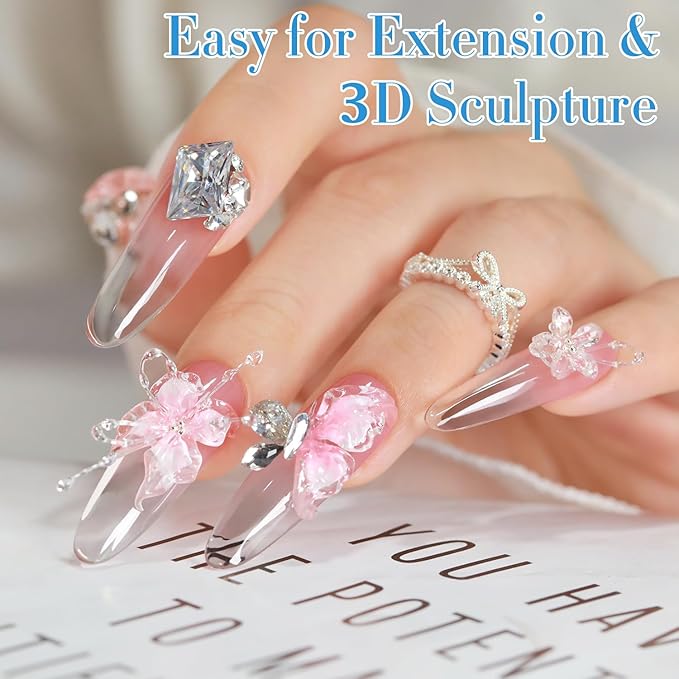 Double Rhythm 2.1 Oz Solid Sculpting Gel for Nail Art Non-Sticky 60g 3D Clear Hard Gel for Building, Carving, Molding Extension with Sculpting Pen and Mould (Clear)