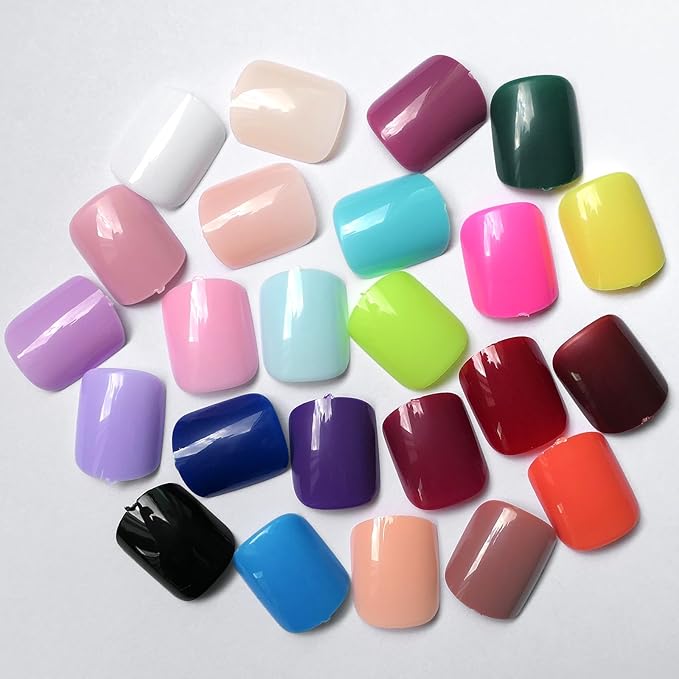 LoveOurHome 576pc Christmas Press on Nails Short Fake Nails Acrylic Nail Press ons Nails Square Short Presson Nail Square False Nail Artificial Fingernail & Glue Adhesive Tabs for Women Girls Kids