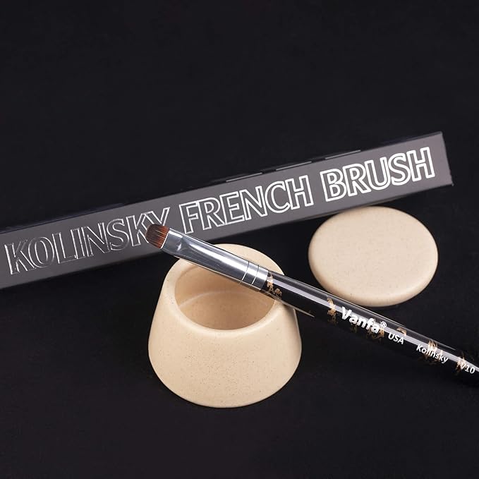 Vanfa French Brush for Nails, Gel Nail Brush, Clean up brush, Nail Art Brush With Kolinsky Hair (V10 - Pack of 1)