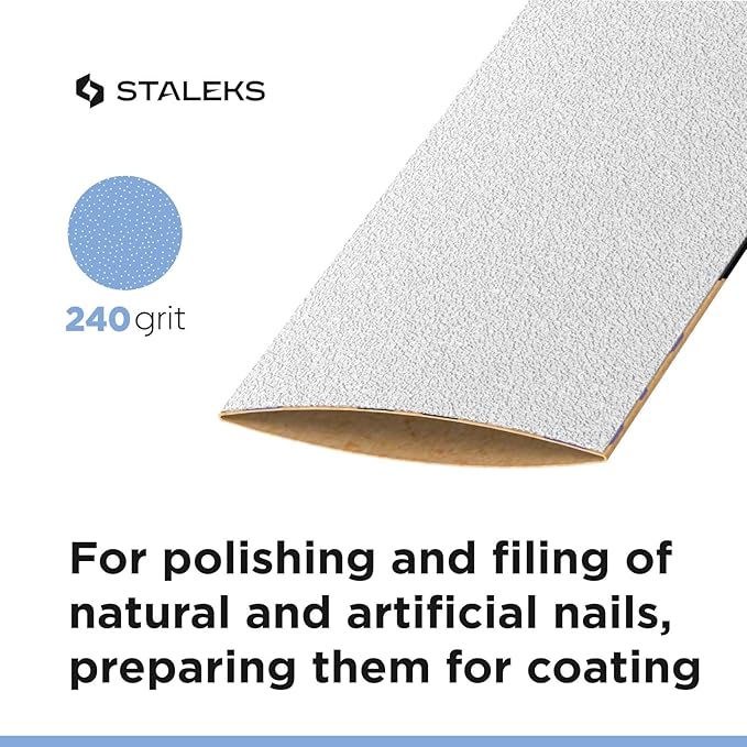Staleks Pro Disposable White Abrasive Tape papmAm Expert – 240 Grit – 7m Roll in Plastic Case – Glueless Replaceable Abrasive – Professional Nail Polishing – Manicure & Pedicure
