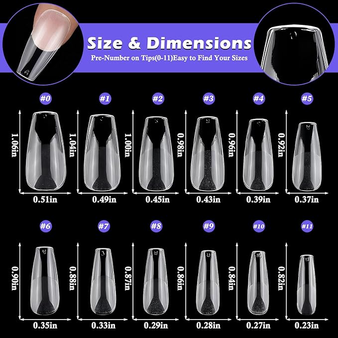240pc Medium Gel Nail Tips Coffin Fake Nails Clear Press ons Nail, Medium Coffin Nails Tips Acrylic Nails Extension Soft Gel Nails Tip Full Cover False Nail Clear Artficial Fingernail