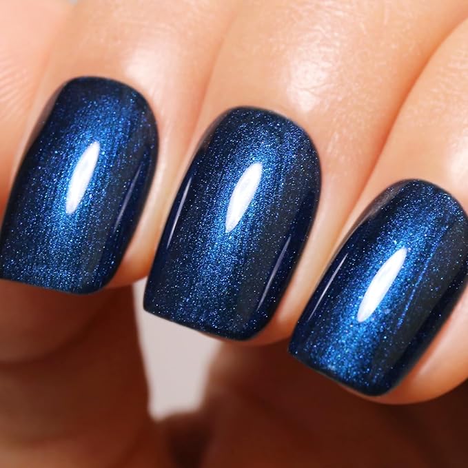 Pearl Gel Nail Polish, 0.5 Fl Oz Navy Blue Glitter Pearl Gel Nail Polish Sparkle Shimmer Fall Winter for Art DIY Manicure Soak off LED UV