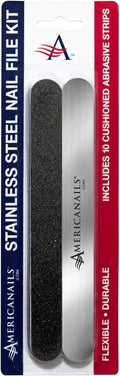 Americanails Stainless Steel Nail File Kit with EasyPeel Cushioned Abrasive Strips