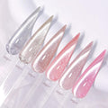Born Pretty Cat Magnetic Eye Gel Nail Polish Set,6 Color Nude Pink Silver Shimmer Glitter Holographic Magnetic Soak Off U V Gel Polish DIY Art for Girls Women 7ML
