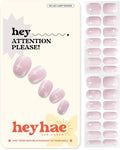 Heyhae Semi Cured Gel Nail Strips | No LED Lamp Needed | Glitter, Pink | Easy Apply & Remove, Salon Quality | Includes 28 Strips, 1 Prep Pads, Nail File & Wooden Stick - Hey, Attention Please!