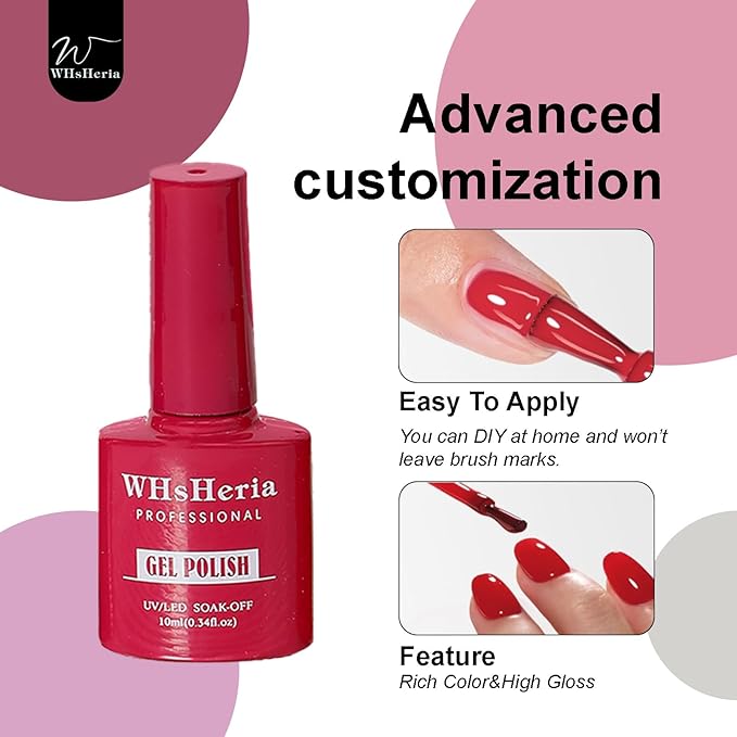 TPO Free Jelly Translucent Gel Nail Polish Set，6pcs 10ml Red Pink Purple Milk White Long-lasting Soak off UV Light Suit Give It to Women as a Gift for Daily Life at Home (119-C)