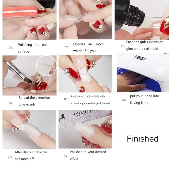 Nail Extension Form Tips Clear 100pcs Poly Gel Acrylic Nails Mold Artificial Dual Forms System UV Gel DIY Polish Manicure Tool 100PCs/Case with Scale