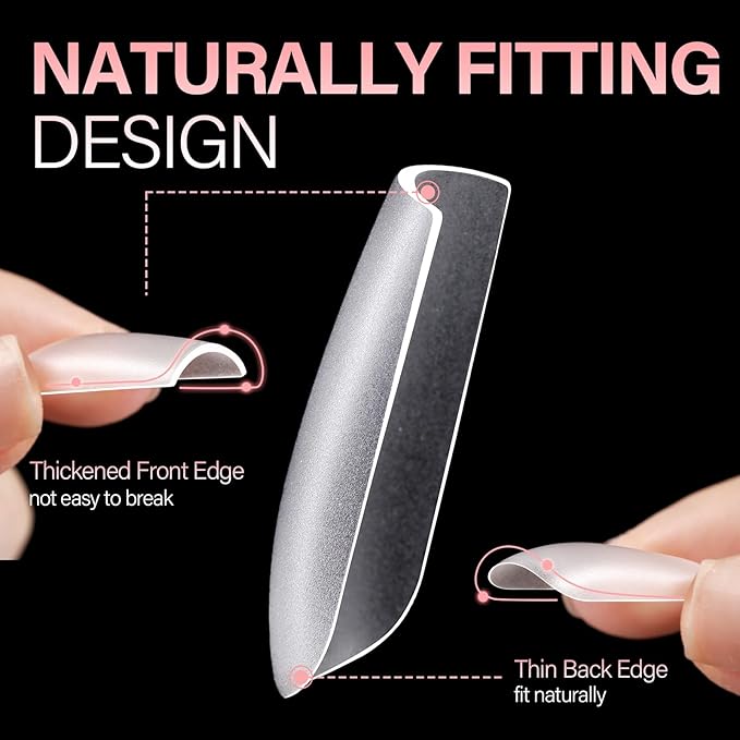 AILLSA Medium Square Nail Tips 450PCS Full Cover Nail Tips Matte Acrylic Upgraded No Need Files Press on Fake Nails Tips for Extension Home DIY Nail Salon 15 Sizes