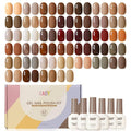 GAOY 42 Pcs Gel Nail Polish Kit, Fall Brown Red Glitter Colors Gel Nail Polish Set with Glossy & Matte Top Coat and Base Coat for Salon and DIY Manicure at Home