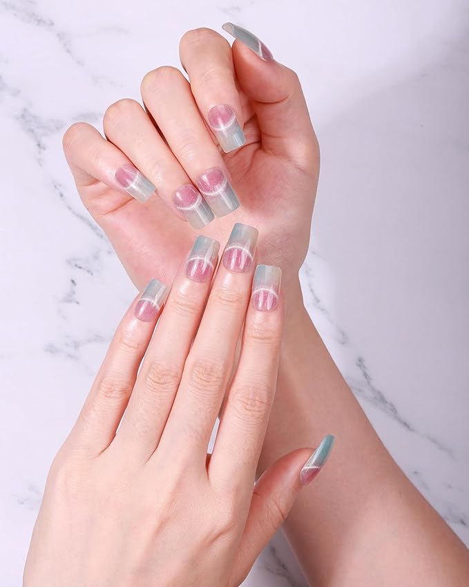 Semi Cured Gel Nail Strips - 20pcs Glaze Gel Stickers, Salon Quality DIY Wraps, Easy to Apply, UV Light Required