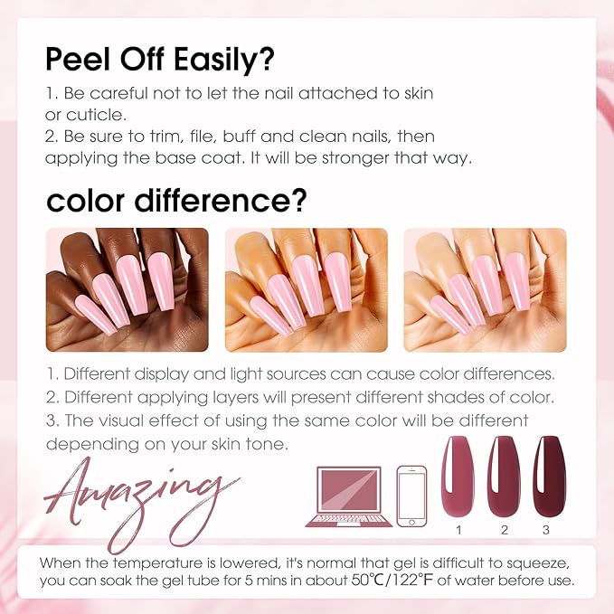 ROSALIND Christmas Poly Nail Gel Set, 8 Colors Mini Clear Neutral Poly Extension Gel Set, Nude Pink Builder Extension Kit for Nail Art Design Easy DIY Gift for Women