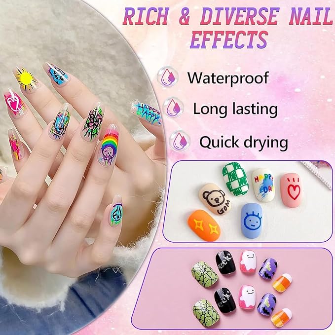 NEW 12 Colors Nail Arts Markers Pens Set, Nail Markers for Nail Arts, Suitable for Nail Arts, Nail Painting, And Artistic Decorations; Suitable for Everyone（12 Colors）