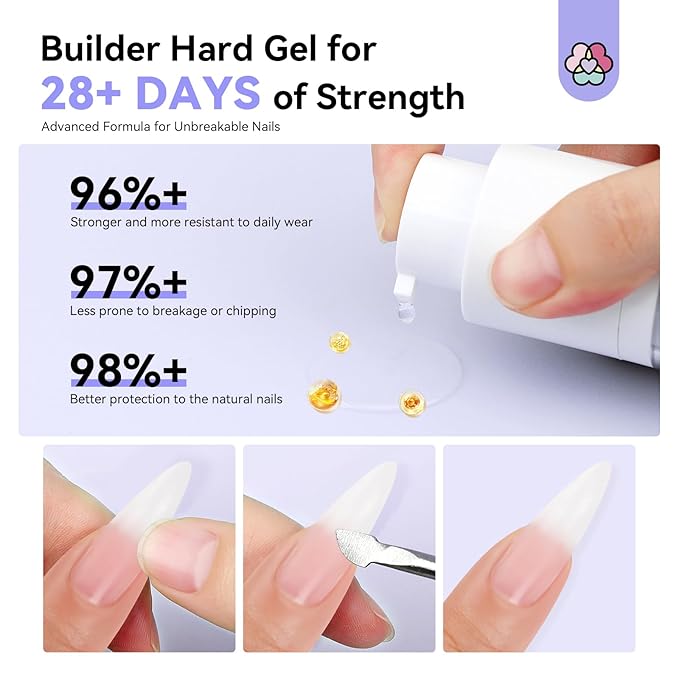 SAVILAND Clear Gel Builder: 50 g Gel Builder Innovative Pressing Bottle Rich in Vitamin E B5 Kerain for Nails Strengthener Extension Thickening, Thin Damaged Nail Repair&Care