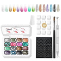 16Colors Ombre Gel Nail Polish Kit,Ombre Paint Nail Color Gel Pat Painting Gradient Blooming Gel Polish with 100Pcs Nail Sponges for Glitter Galaxy Universe Patting Gels Art for Nails