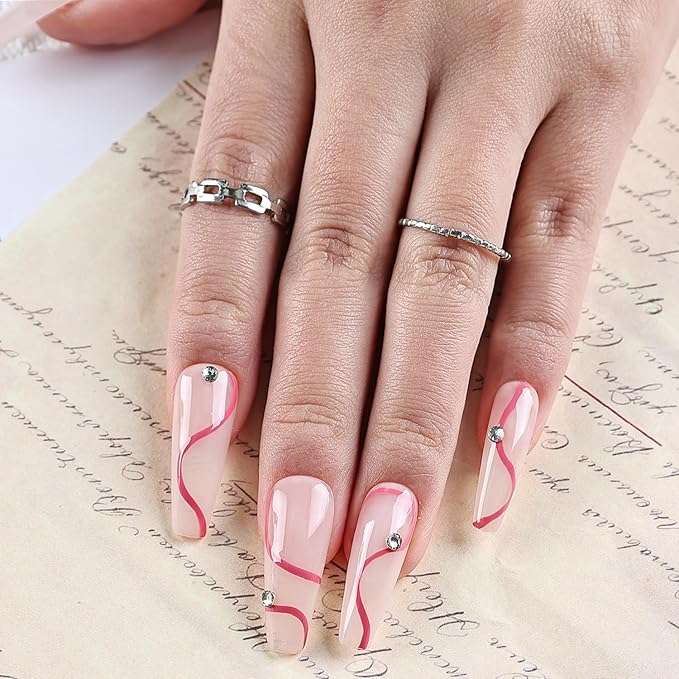 JODSONE Pink Swirl Nail Art Liner Gel Polish,10ml Classic Color 3D Nail Art Pens Effect Nail Print Design with Thin Brush for French Tips Manicure Painting DIY at Home - LB24