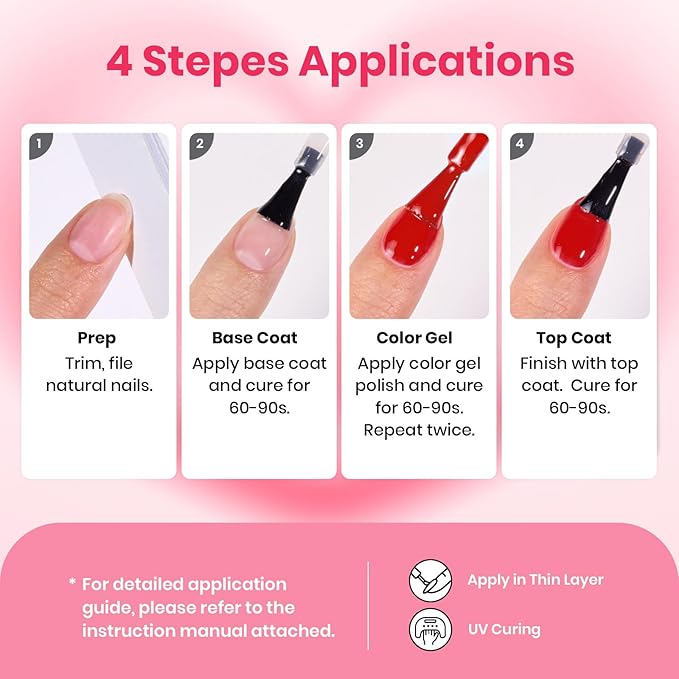 Beetles 30 Pcs Gel Nail Polish Kit with U V Light - 6 Colors Red Cat Eye Gel Polish Set Pink Jelly Glitter Sweet Date Collection with Heart Magnet Manicure DIY Salon Gifts for Mom Women Teens Girls