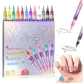 12 Color Nail Art Pens, 0.5 MM Nail Polish Pens Set Drawing Painting Point Liner Acrylic Painted Pen Kit,Professional Nail Art Tools, Manicure Set Gift for Adults Beginners (12 Color 1 Set)