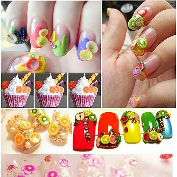 16800Pcs Fruit Slices Fruit Nail Art Slices Polymer Clay Slice Nail 3D Polymer Slice Colorful DIY Nail Art Supplies for DIY Crafts （24 Styles）