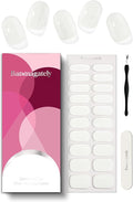 Semi Cured Gel Nail Strips, 20Pcs Long Lasting Salon Quality Wraps, Easy Apply & Remove Gel Nail Stickers with UV Light (Pearls Shimmering White)