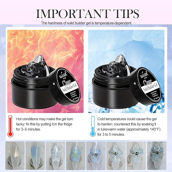NAILGIL Clear and White Solid Builder Gel For Nails, Non-Sticky Hand 3D Sculpture Gel Nail Art Extension Sock Off UV LED Salon DIY at Home-30g/1oz