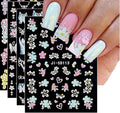 5D Embossed Flower Nail Art Stickers, Flower Nail Decals Nail Art Design Self Adhesive Nail Supplies Colorful Flower Nail Stickers for Women Manicure Decoration 4 Sheets…