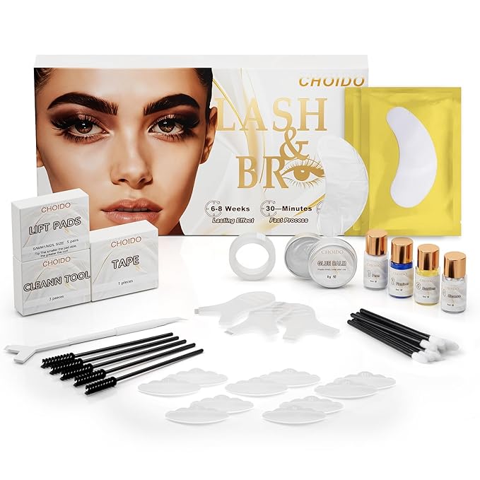 Lash Lift Kit & Eyebrow Lamination Kit - Lash Lift and Tint Kit, 2 in 1 Professional Eyelash Curling Lash Extension and Eyebrow Lift Kit, Lash Lift Easy to Use at Home Diy & Salon, Lasts for 6-8 Weeks