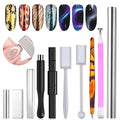 10Pcs Cat Eye Magnet for Nails 3D Cat Eye Nail Art Magnet Strong Pen Double Head Cat Eye Magnet Stick Cat Eye Gel Nail Polish Magnet Manicure Tool For Nails Double-Head Nail Magnetic Stick