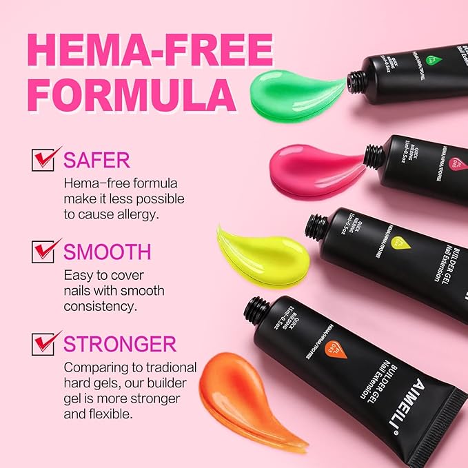 AIMEILI Poly Nail Extension Gel Orange Builder Nail Gel Hema Free Poly Nail Enhancement Nail Art Design DIY Salon Nail At Home Gift for Women Nail Gel - 043