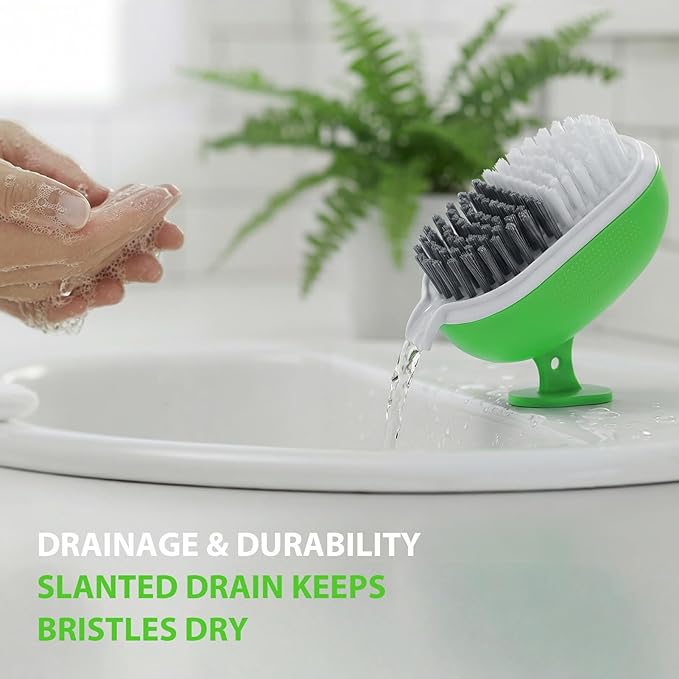 Nail Brush for Cleaning Fingernails With Stiff Soft Bristle, Nail Art Tools Design for Cleaner Hand Foot Toe Under Finger Nails Polish Clean Up Brushes Scrubber for Kids Men Women, 1 Pcs, Green