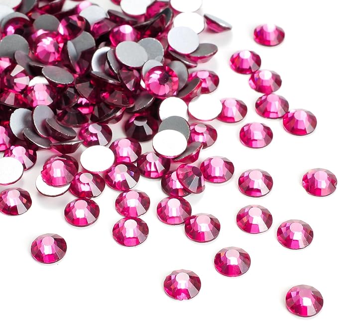 720pcs Flat Back Rhinestones Glitter Round Crystal Gems Glass Rhinestones for Crafts Nail Art Clothes Shoes DIY Decorations, Rose, SS20, 4.6-4.8mm
