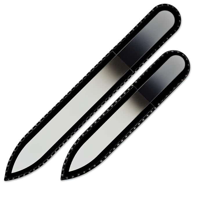 Mont Bleu Set of 2 Color Glass Nail Files - Handmade - Genuine Czech Tempered Glass - Crystal Nail File Manicure Nail Care - Beauty Nail File